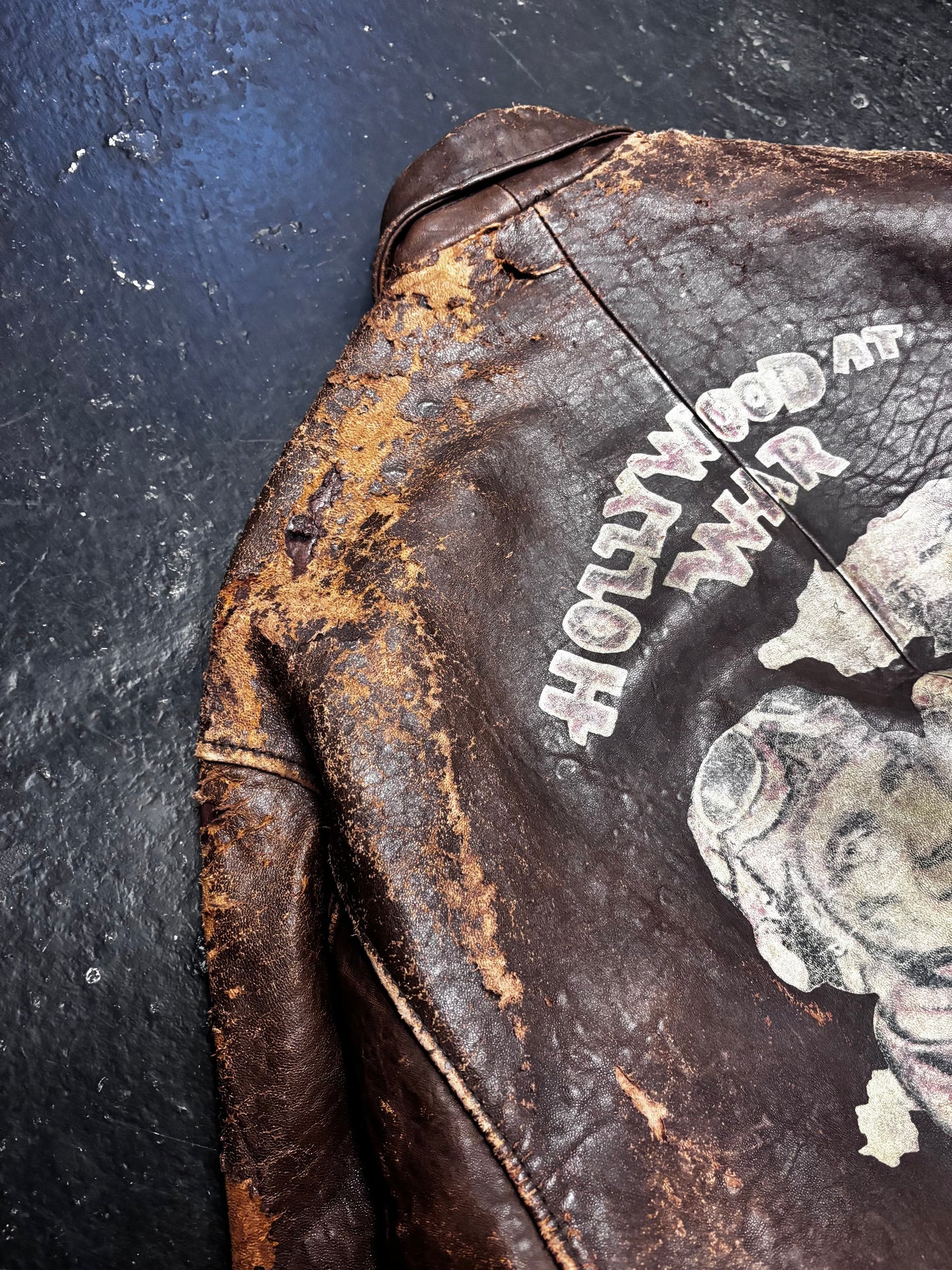 Avirex Destroyed Type G-1 Aviator Leather Jacket (M)