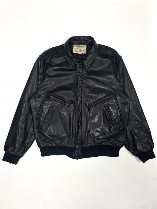 Chevignon Aviator Bomber Leather Jacket (XL)