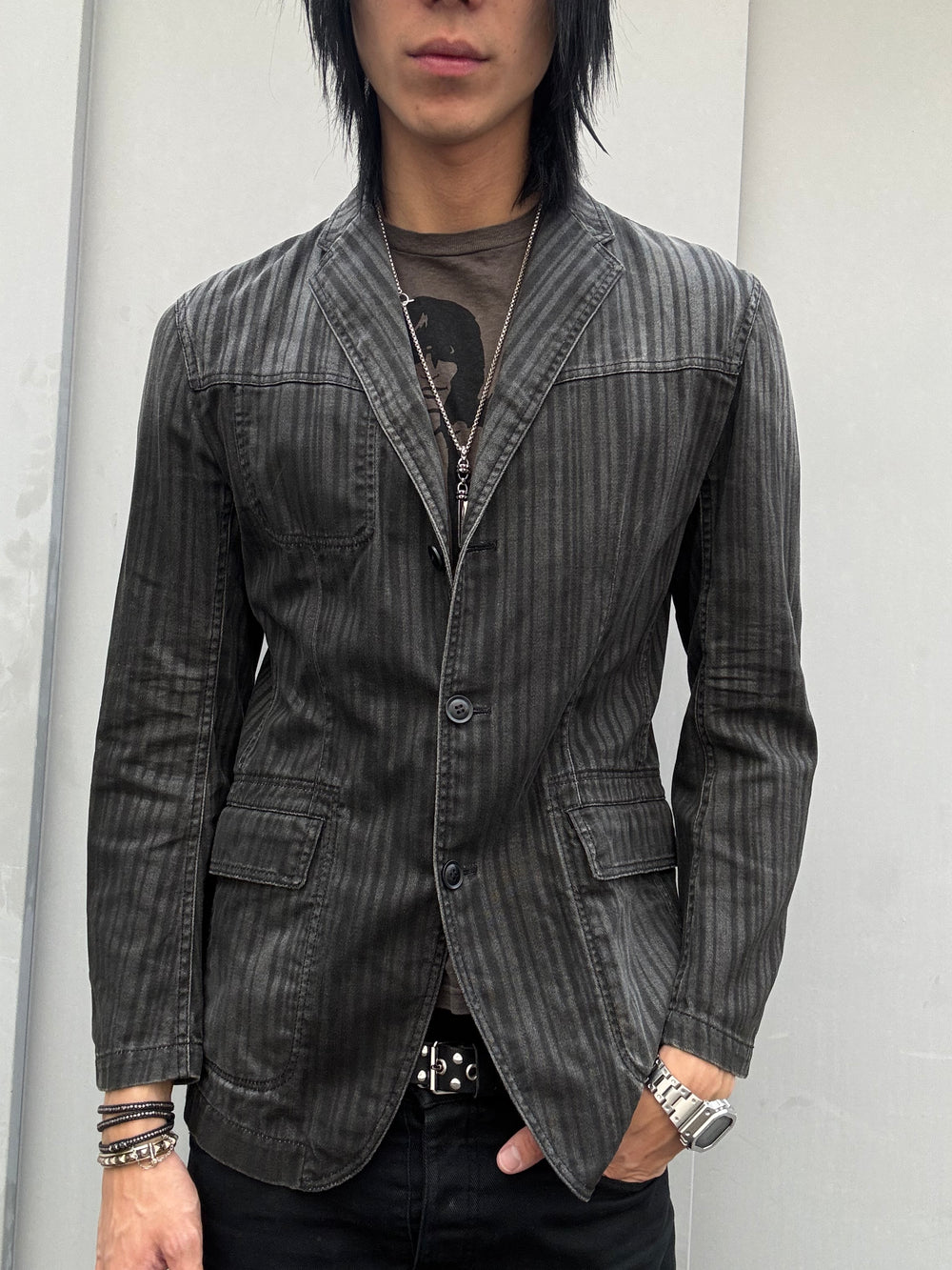 Tête Homme Faded Pinstripe Blazer (S)