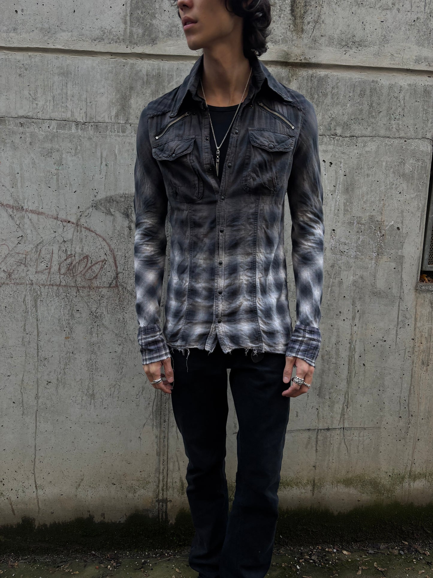 L.G.B. gradient asymmetrical Zippers Flanell Shirt (3)