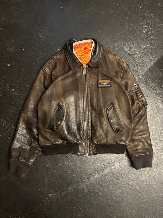 Redskins Brown Aviator Leather Jacket (XL)