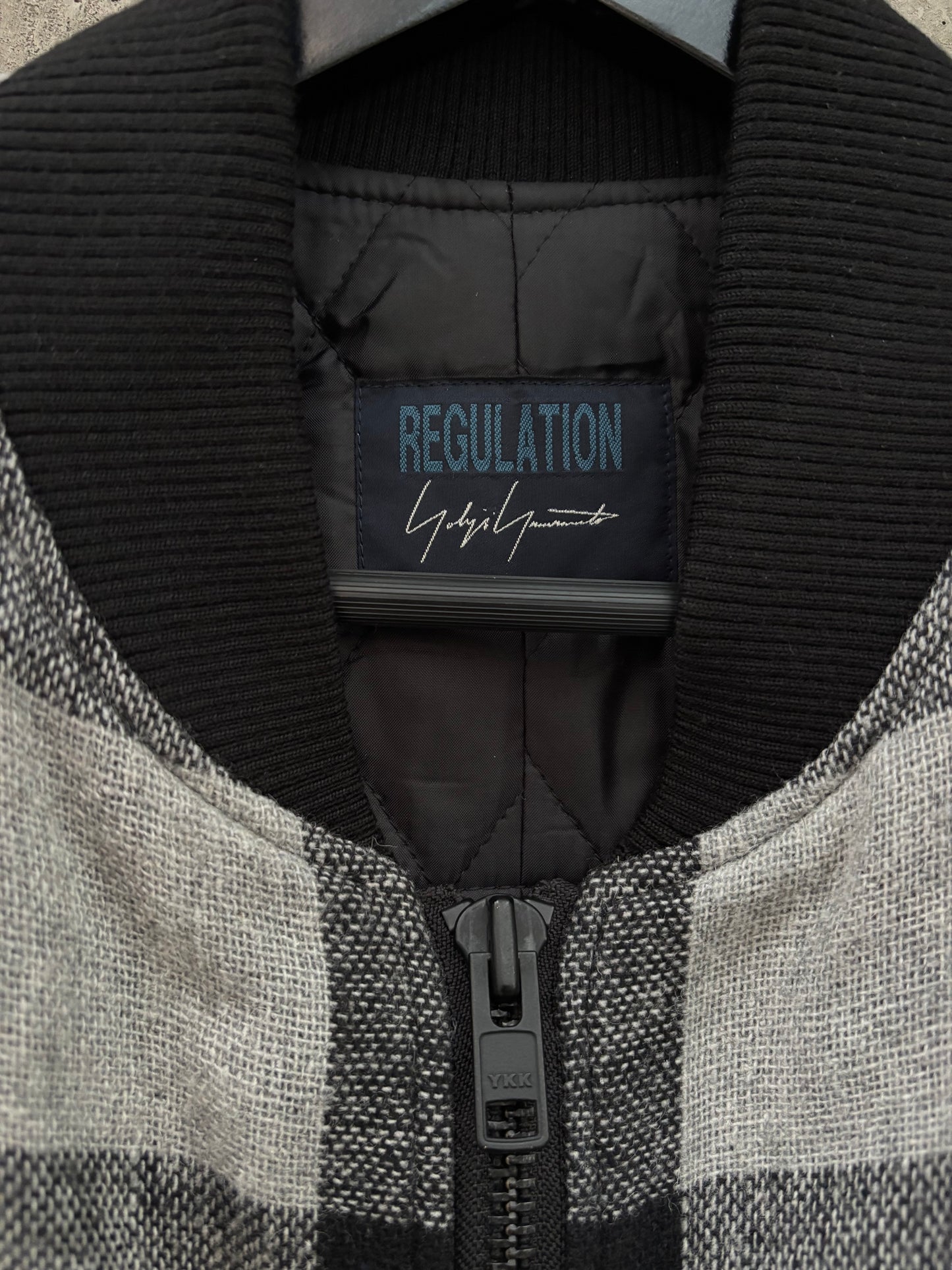 Yohji Yamamoto Checkered C-Shape Bomber (L)