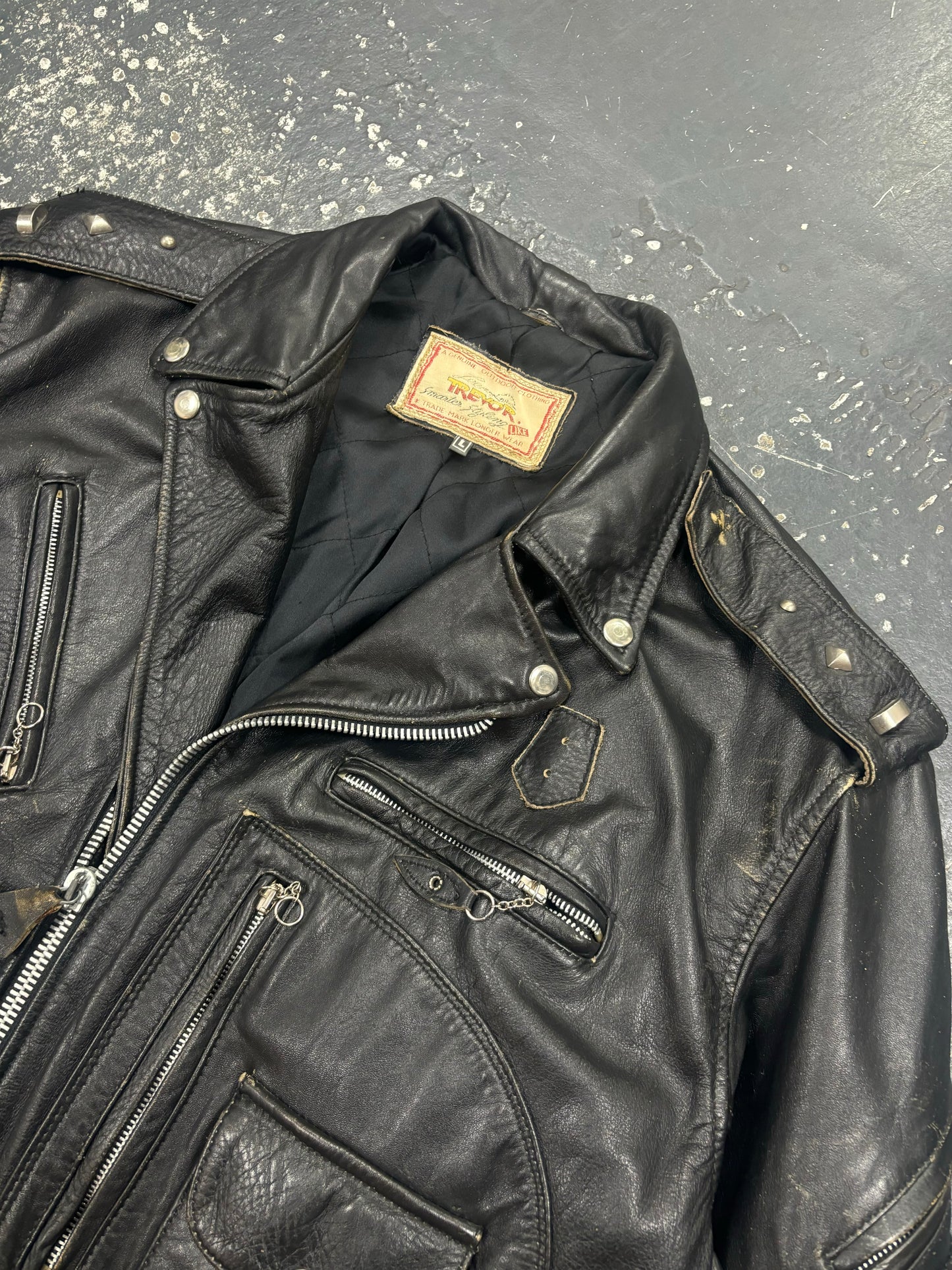 Trevor Lee Leather Biker Jacket (L)