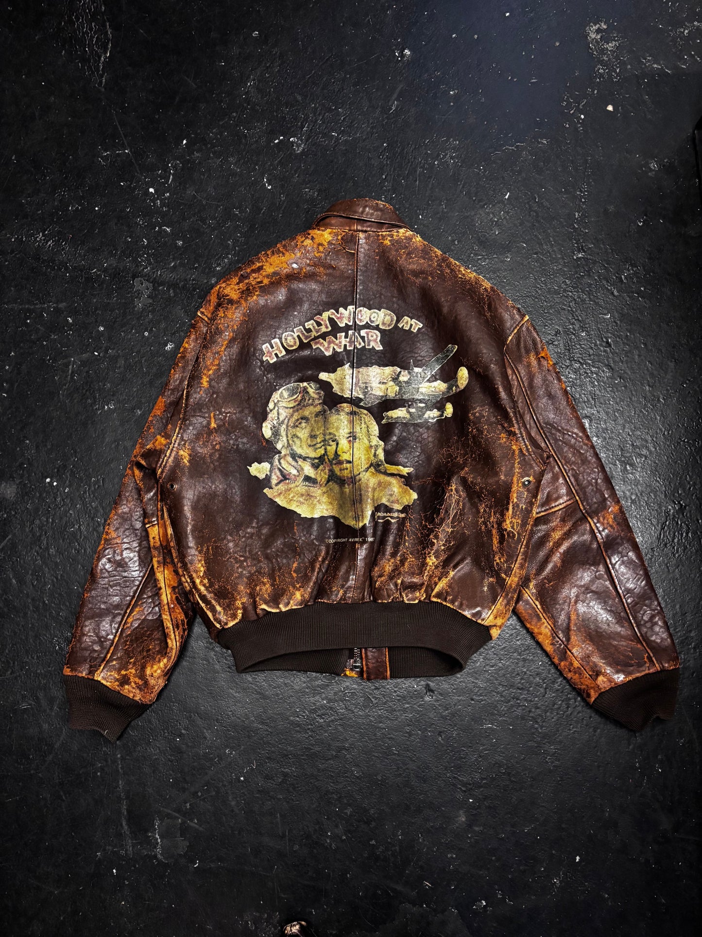 Avirex Destroyed Type G-1 Aviator Leather Jacket (M)