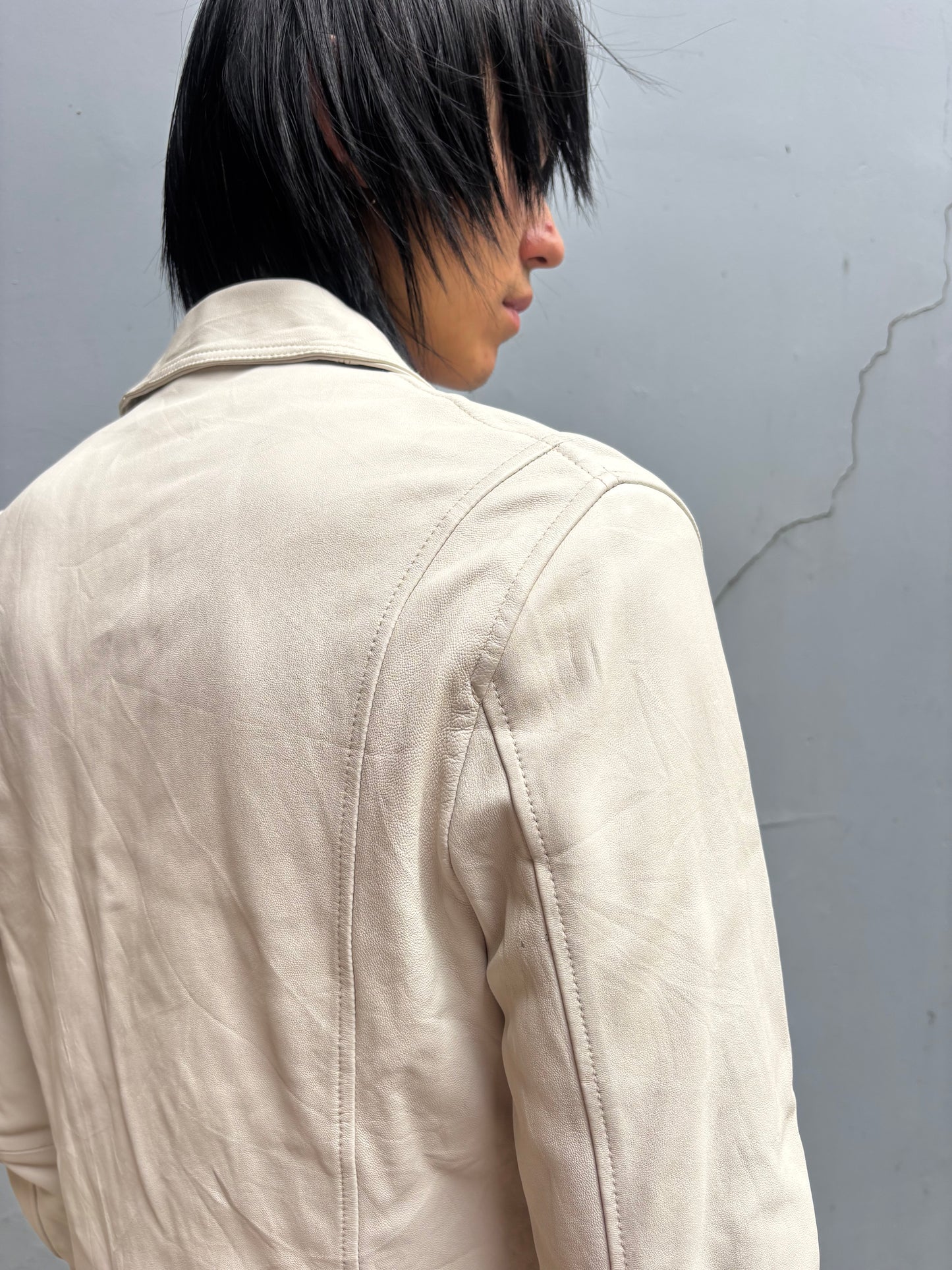 Syte by Yohji Yamamoto White Biker Leather Jacket(4)