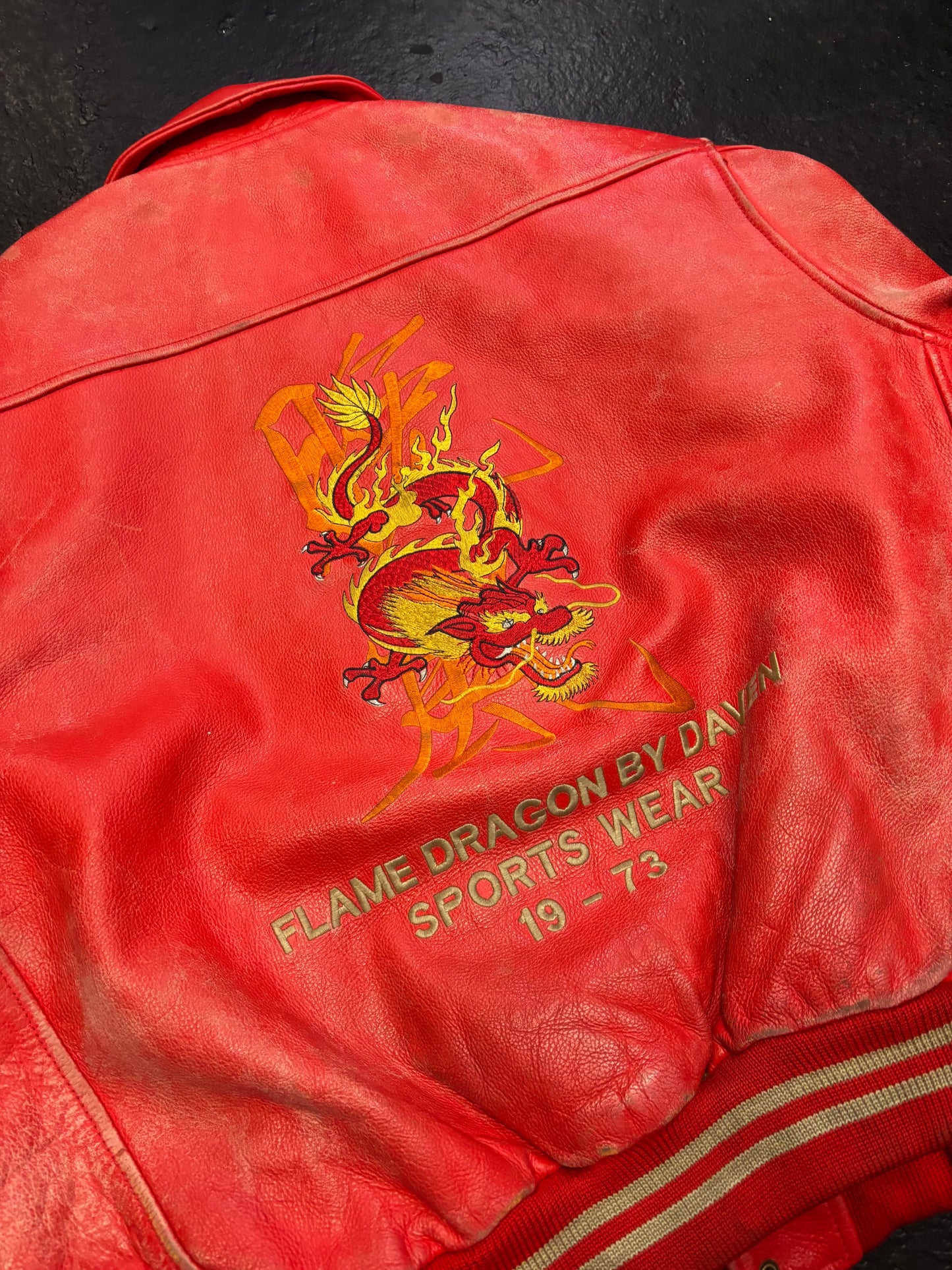 Daven Redskins Red Dragon Leather Jacket (L)