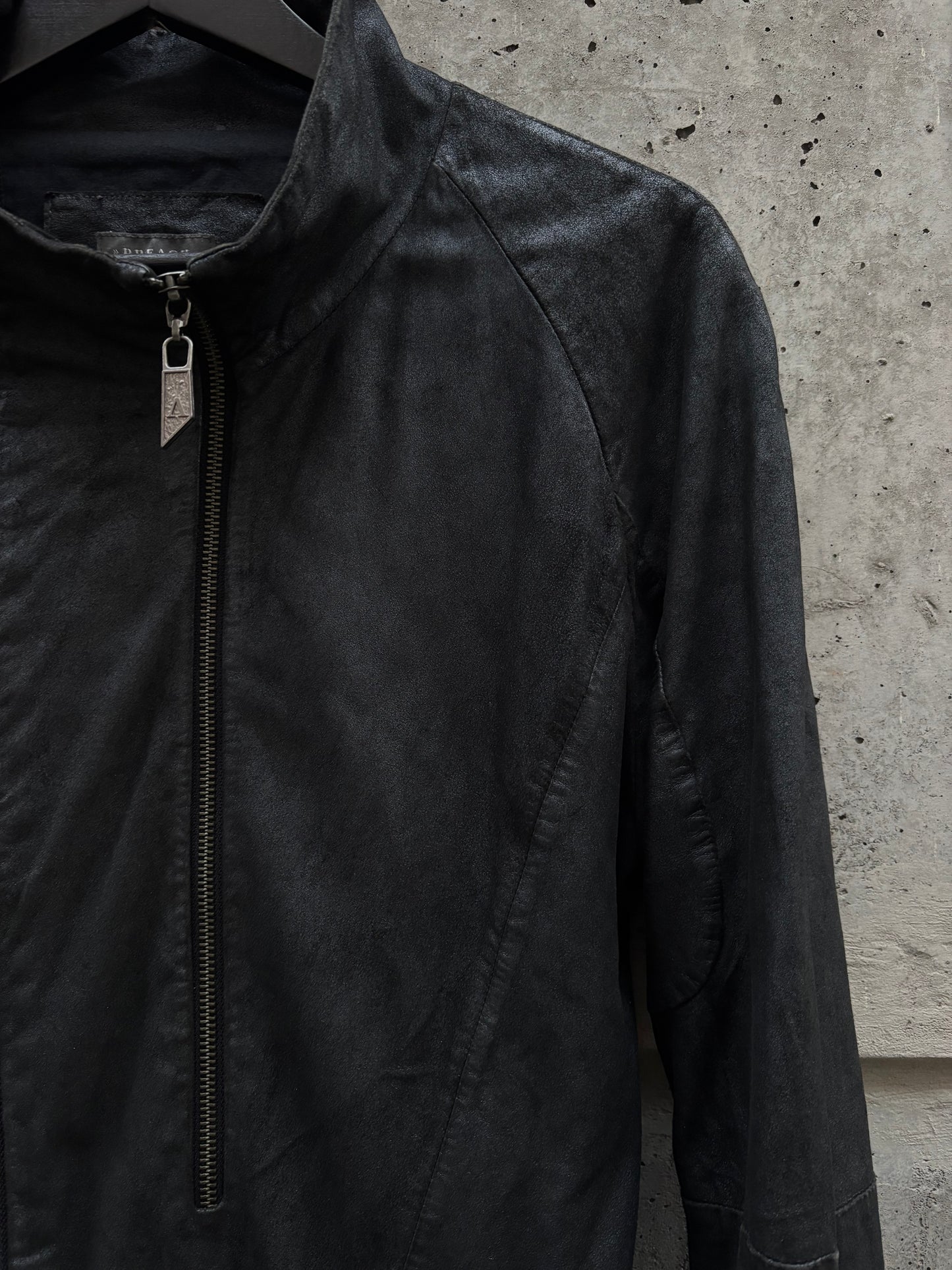Preach Artisanal Onyx Coated Double Zip Leather Jacket (S)