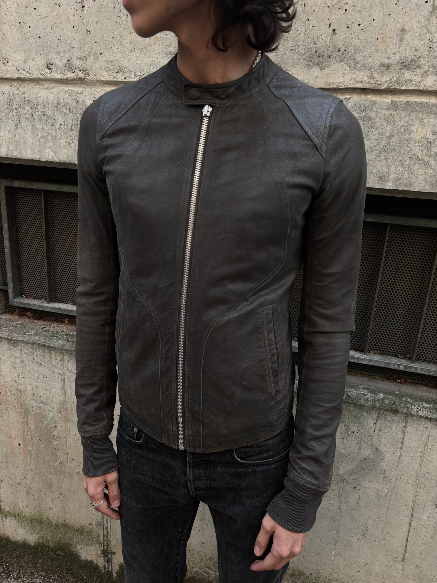 SS/15 Rick Owens Intarsia „Darkdust“ Leather Jacket (48)