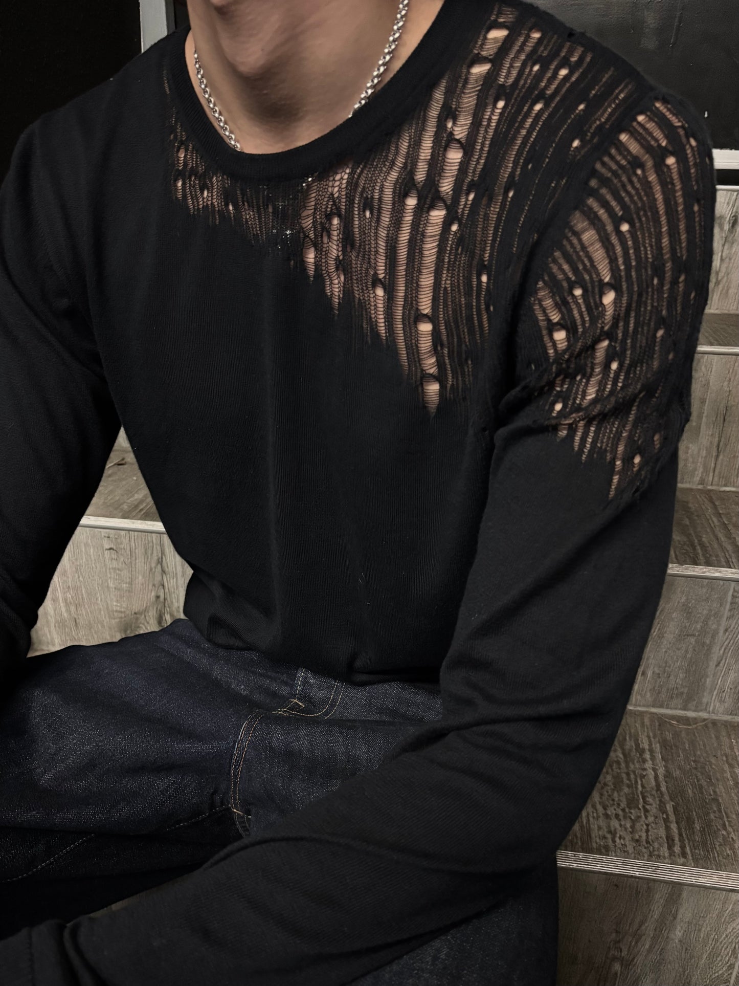 SS2006 Dior by Hedi Slimane Shredded Sweater (L)