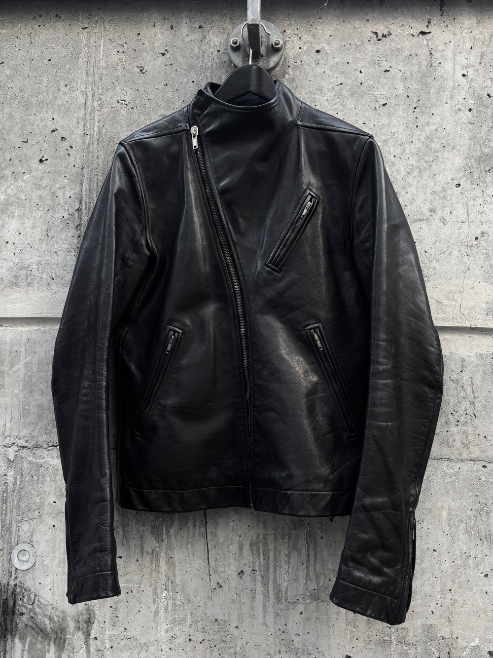 SS11 Rick Owens Anthem Safari Asymmetrical Leather Jacket (L)