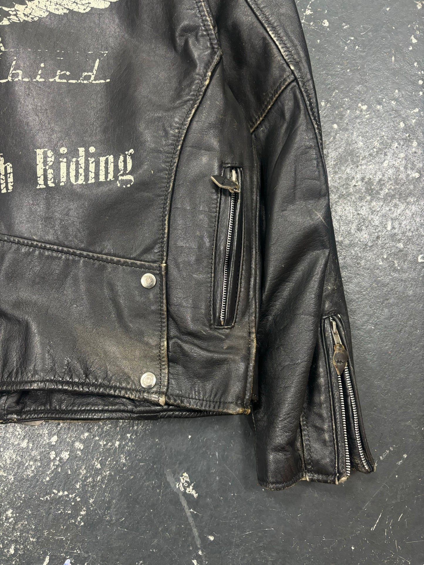 Trevor Lee Leather Biker Jacket (L)