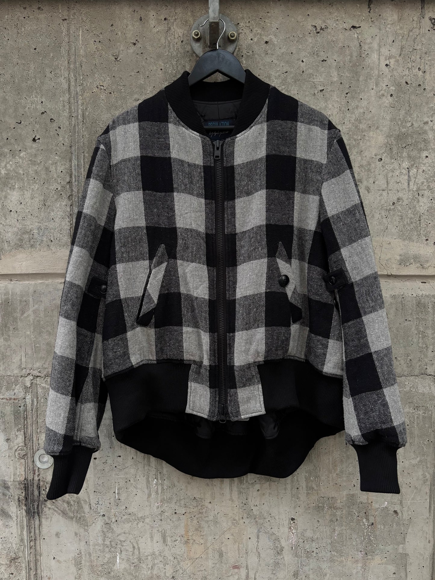 Yohji Yamamoto Checkered C-Shape Bomber (L)