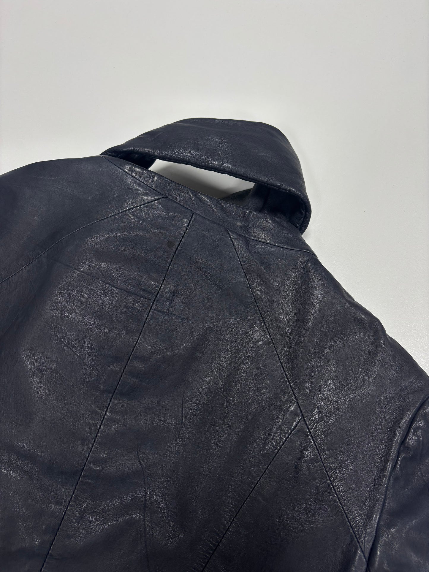 Ilaria Nistri Asymmetrical Collar Leather Jacket (XS)