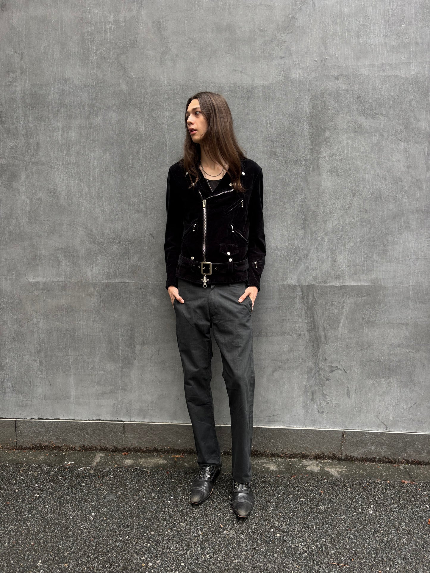 AW/2007 Junya Watanabe Velvet Perfecto Biker Jacket (S)