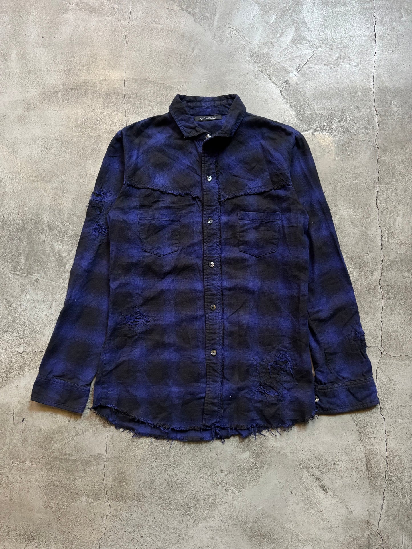 14th Addiction Distressed Checkered Shirt (S)