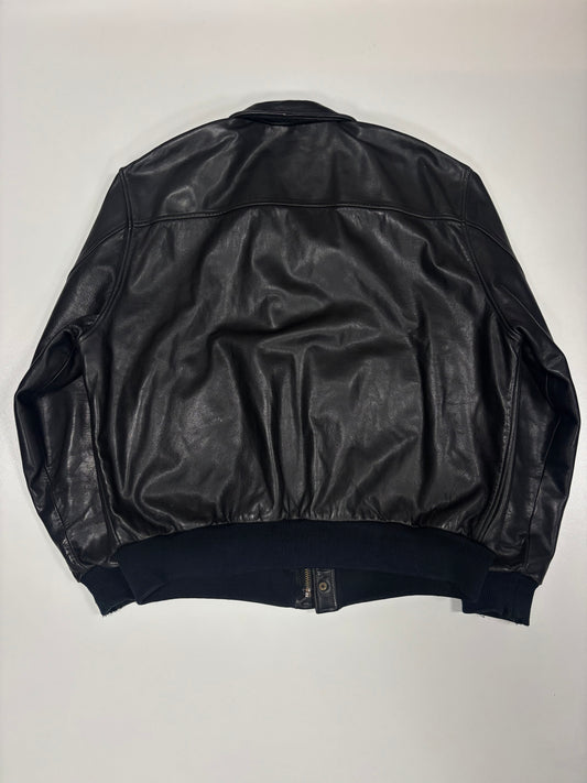 Chevignon Aviator Bomber Leather Jacket (XL)