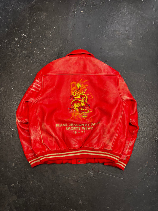 Daven Redskins Red Dragon Leather Jacket (L)