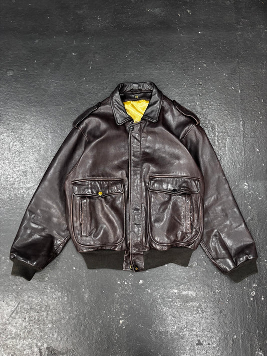 Aviator Bomber Leather Jacket (M)