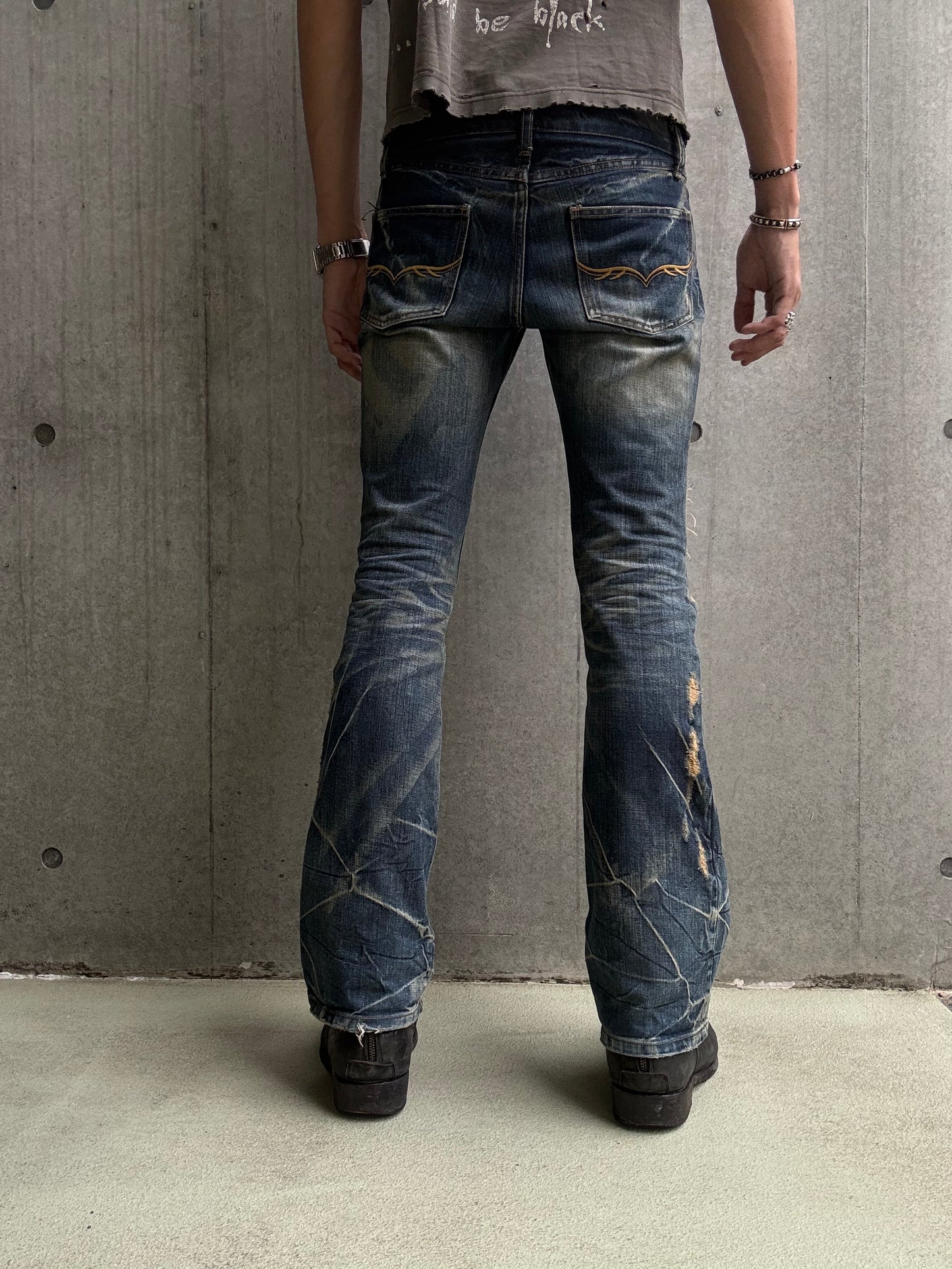 Fuga Distressed Crash Flare Denim (29)