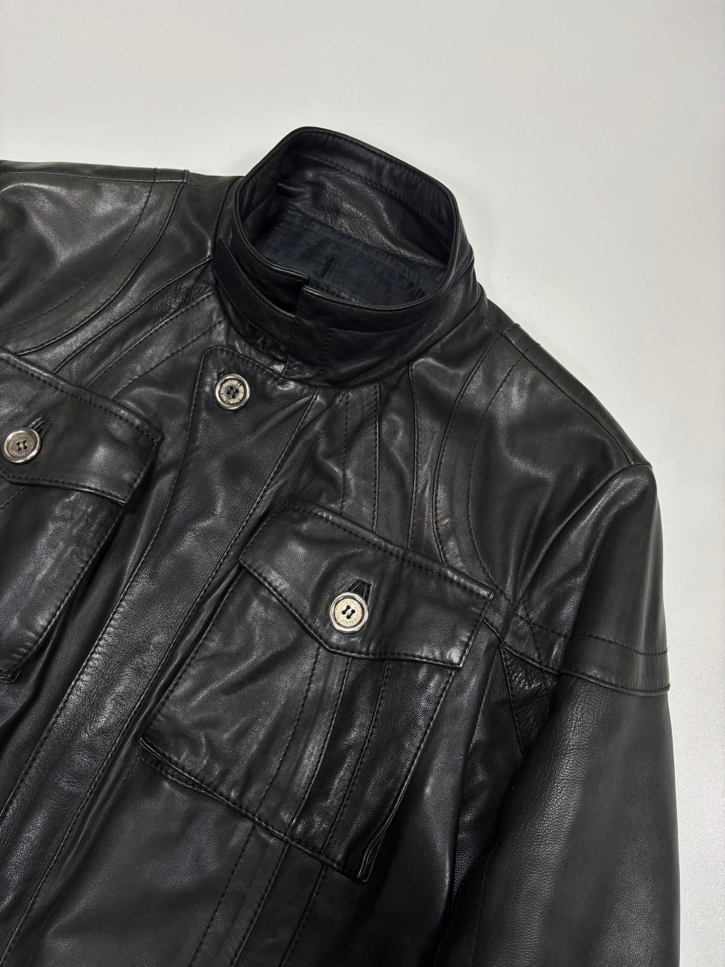 Dirk Bikkembergs Sport Couture Rider Leather Jacket (52)