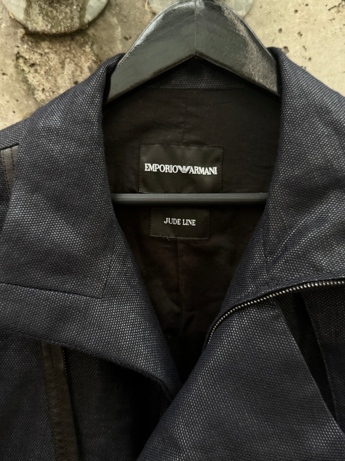 AW/08 Emporio Armani Jude Line Asymmetrical Metallic Textured Biker Jacket (50)