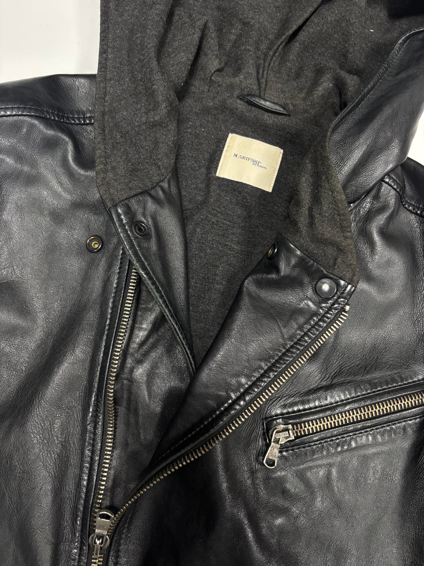 Mauro Gifroni Tight Fit Asymmetrical Leather Jacket (M)