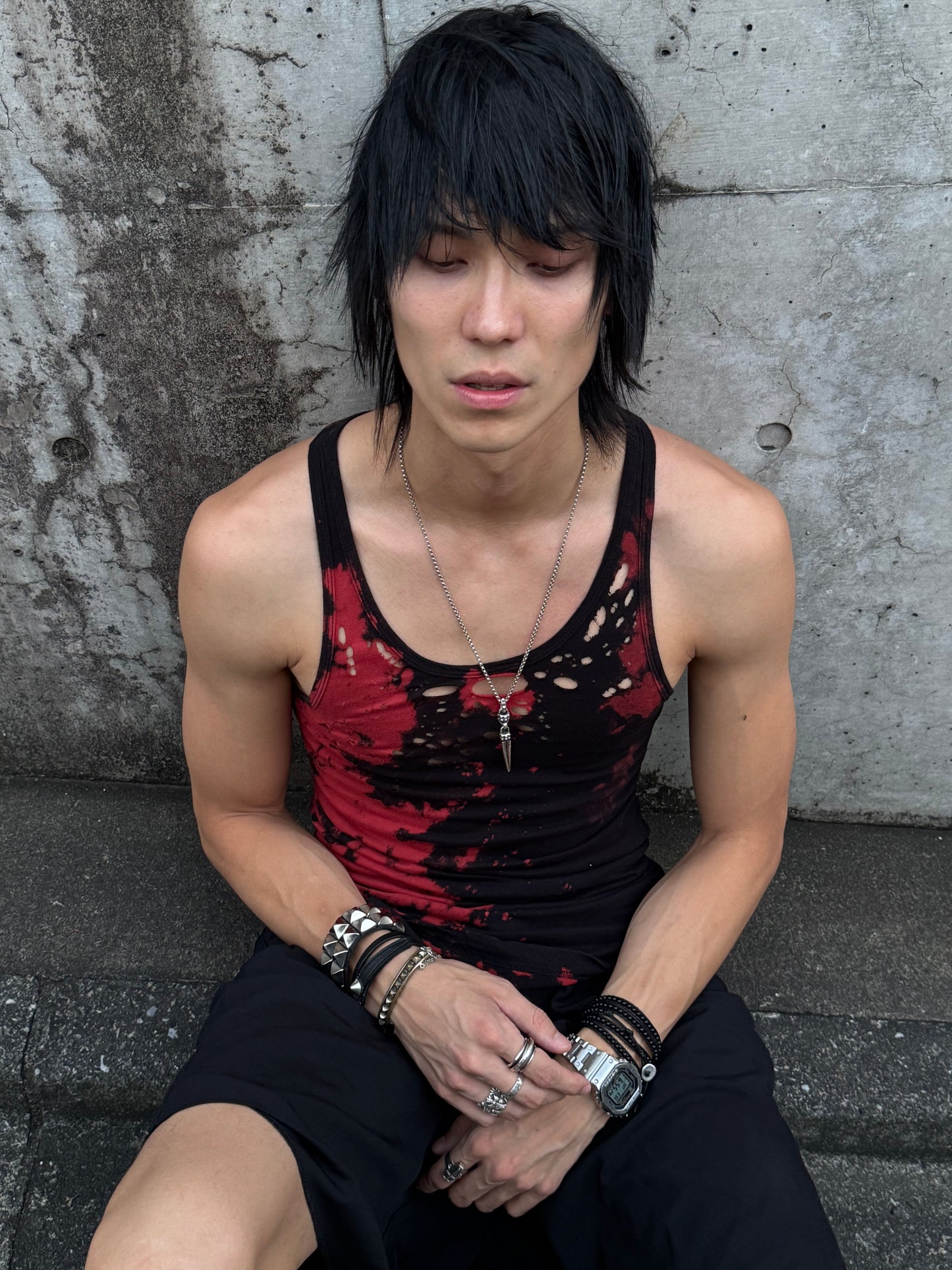 .G.B. Distressed Blood Splatter Longsleeve and Tanktop (S)
