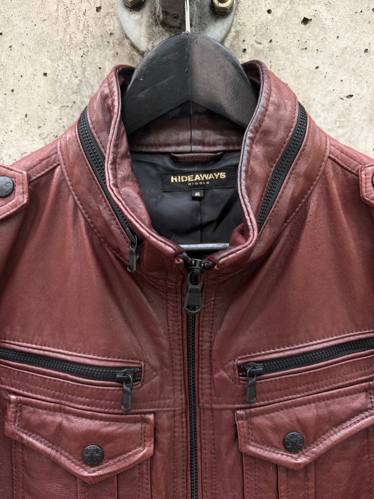Hideaways Nicole Leather Safari Biker Jacket (46)