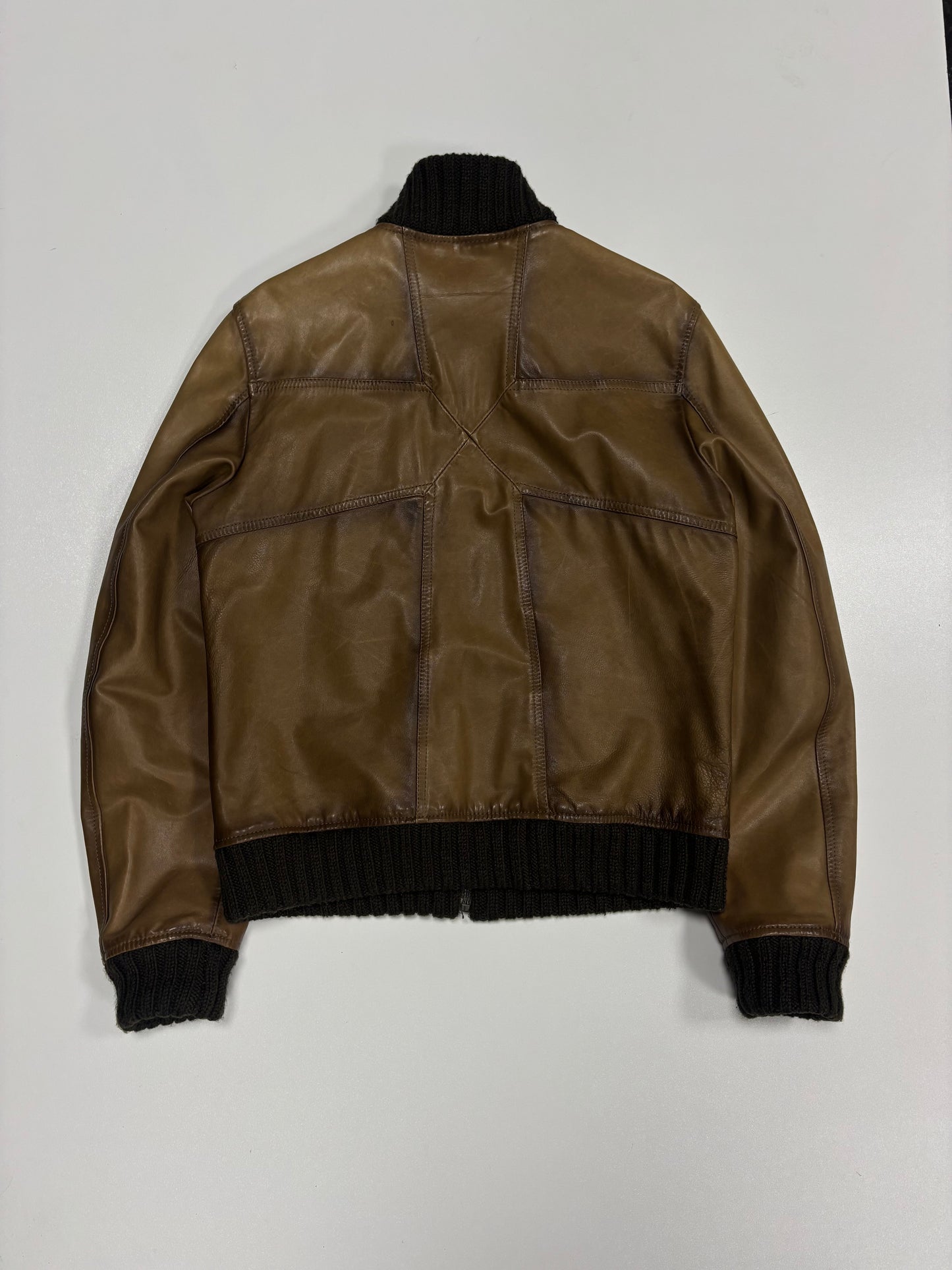 Richmond X Asymmetrical Faded High Neck Leather Jacket (L)