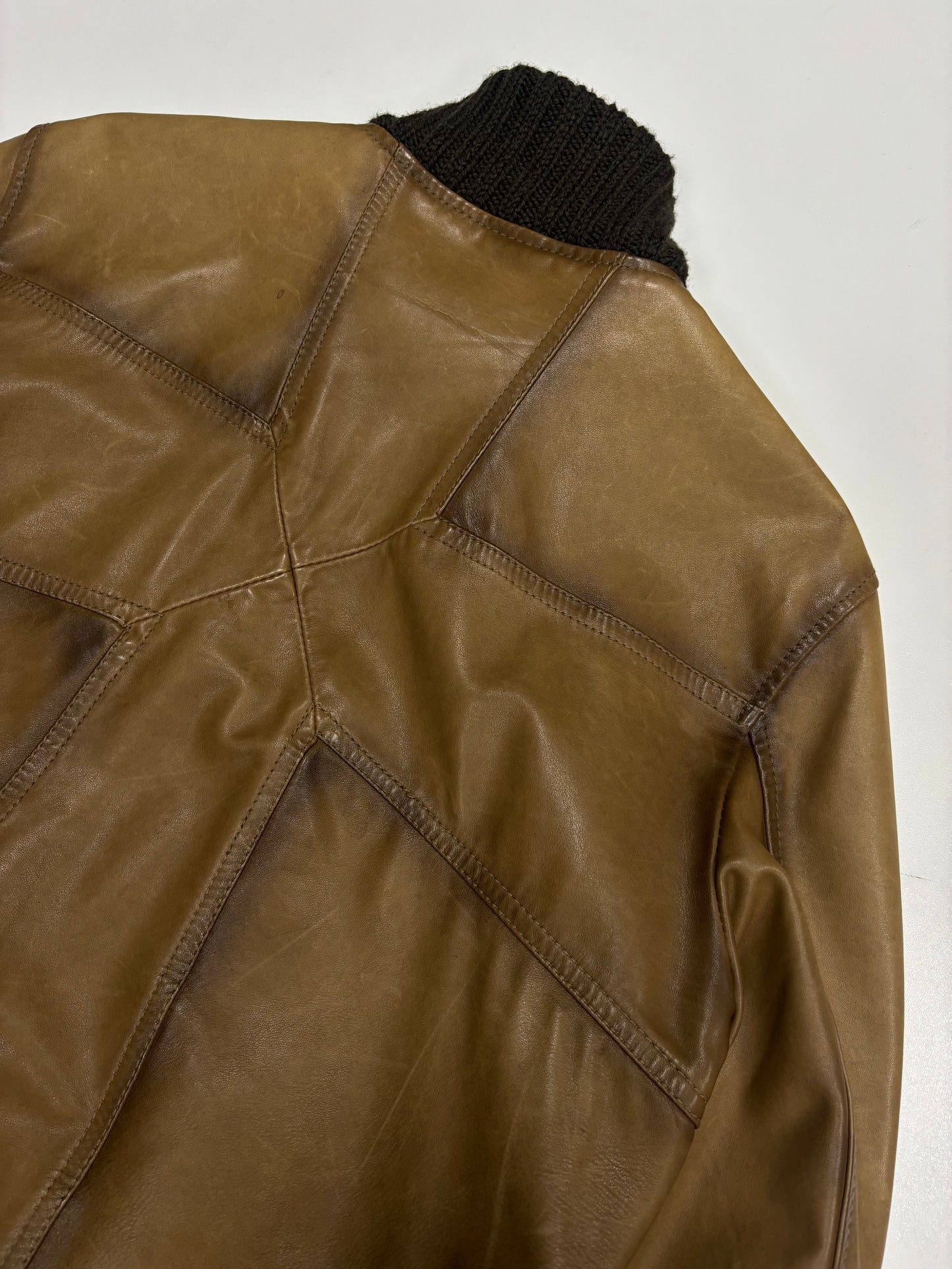 Richmond X Asymmetrical Faded High Neck Leather Jacket (L)