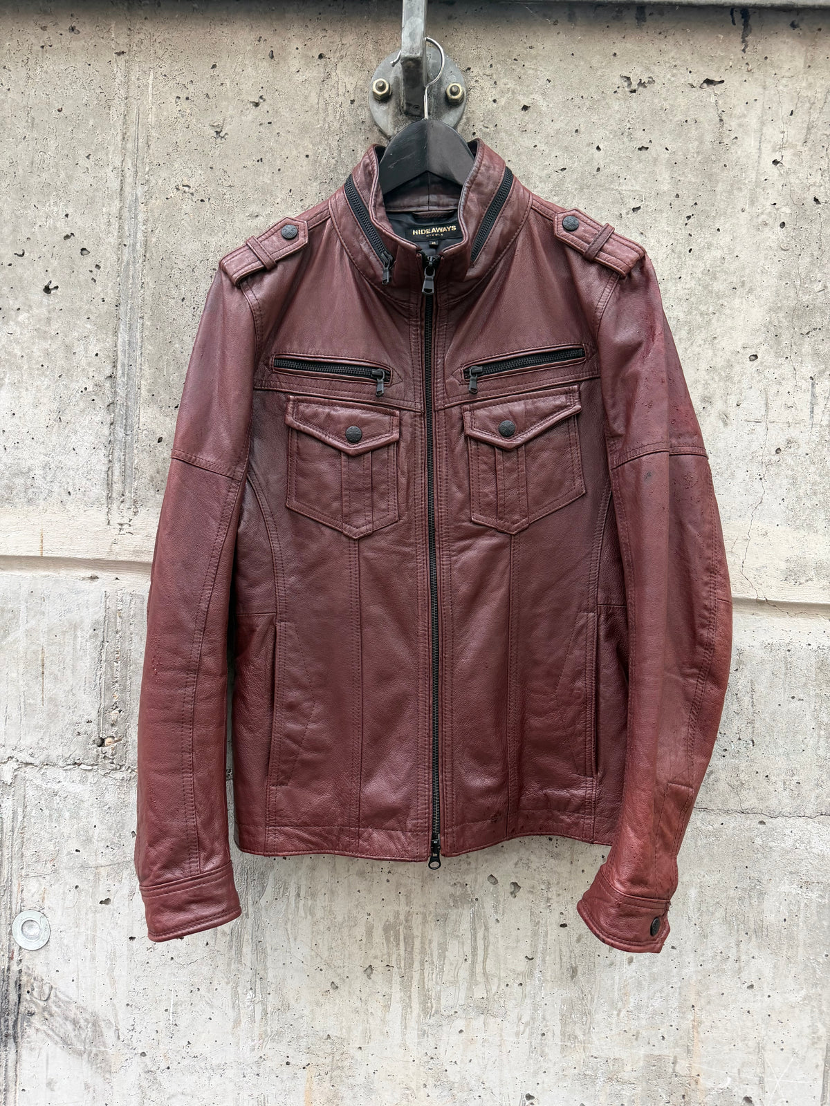 Hideaways Nicole Leather Safari Biker Jacket (46)