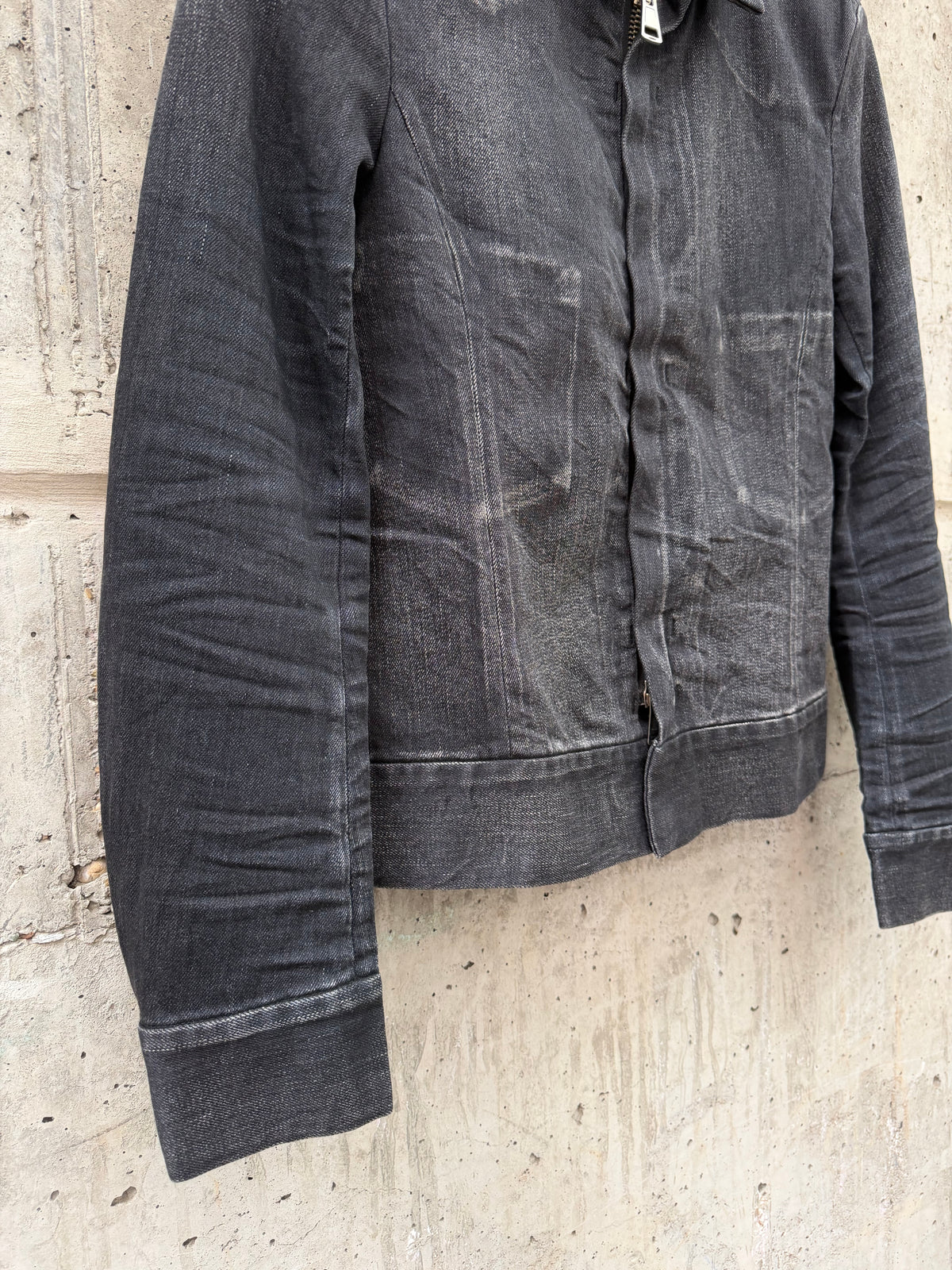 SS/08 Kiminori Morishita Heavy-Faded Black Raw Denim Zip Jacket (S)