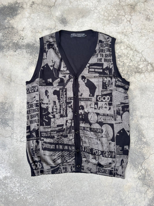 Hysteric Glamour „We are all prostitudes“ Printed Sleeveless Cardigan (S)