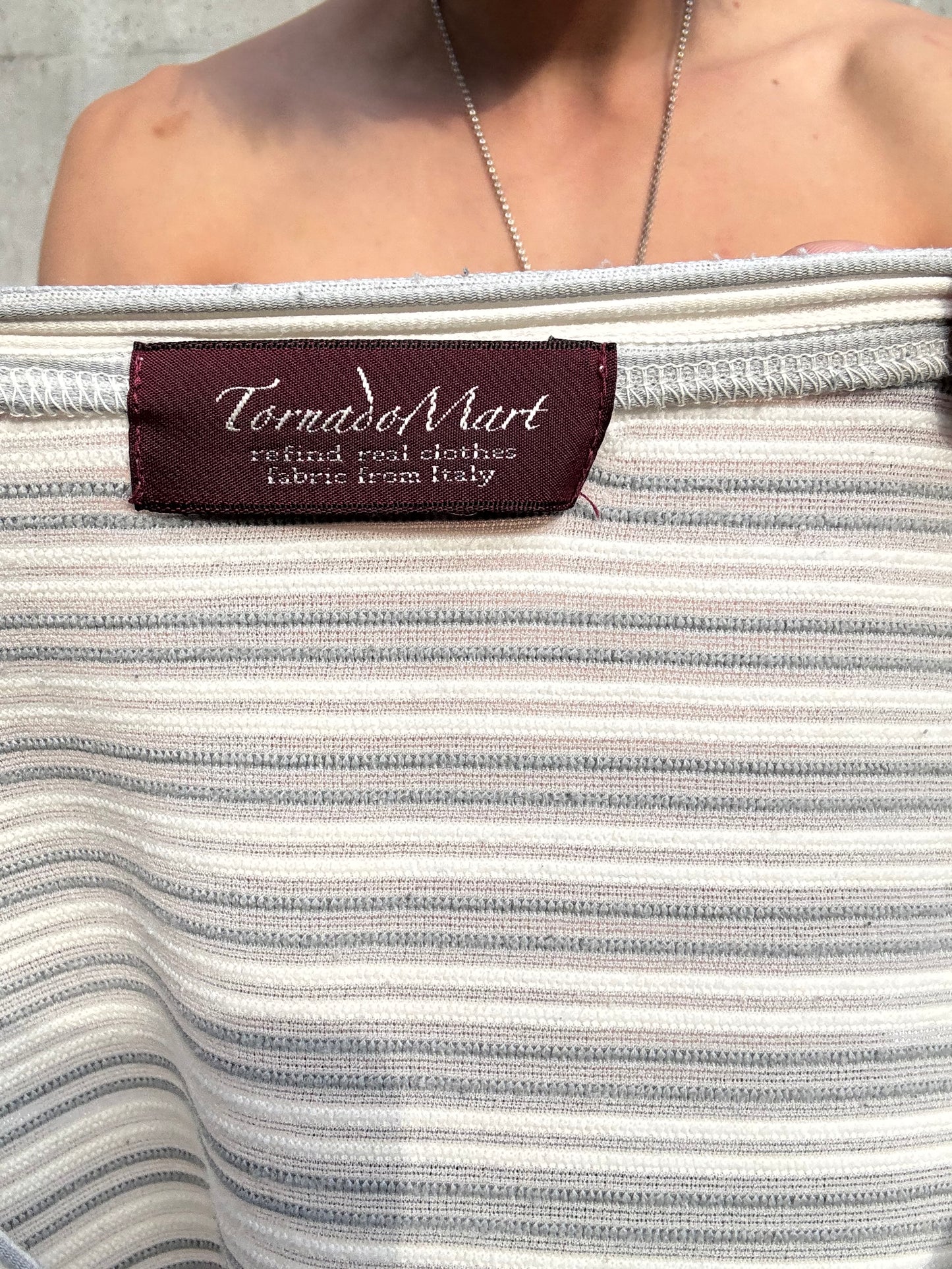 90’s Tornado Mart Striped Plissee Tee (S)