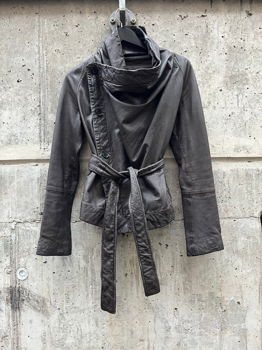 All Saints Asymmetrical Leather Jacket (S)