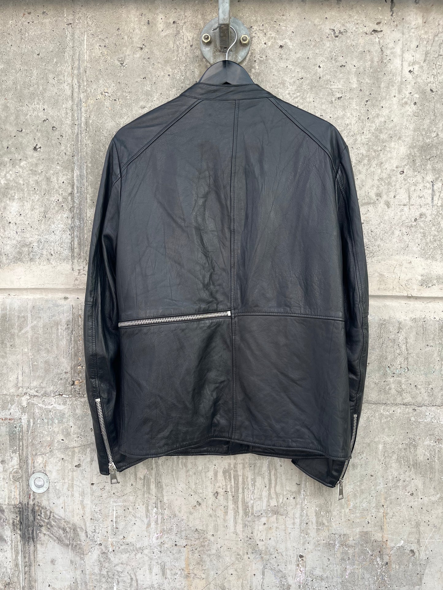 La Haine Inside Us Horizontal Zip Leather Jacket (L)