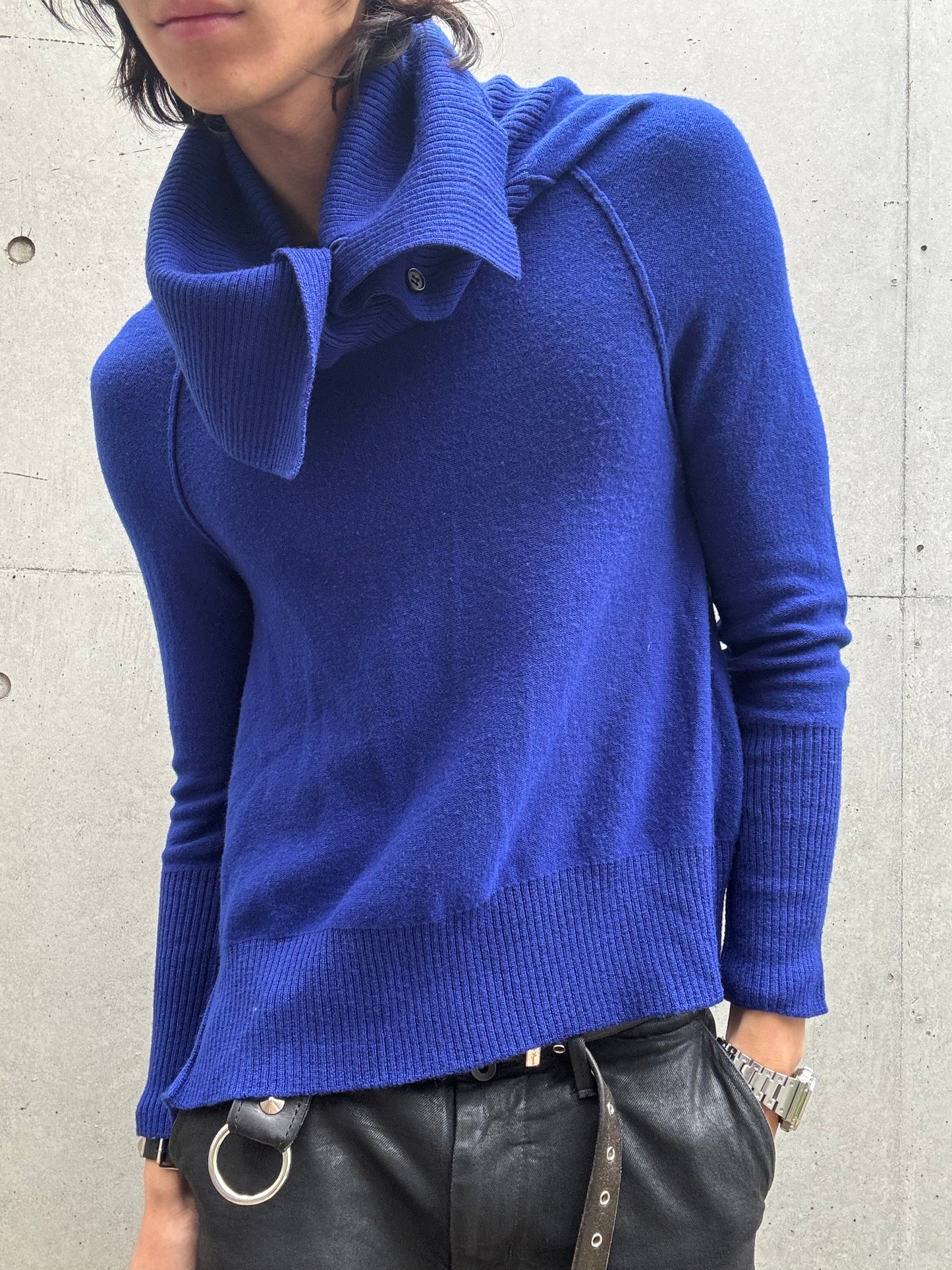 Ý’s by Yohji Yamamoto Asymmetrical Collar Raglan Sweater (2)