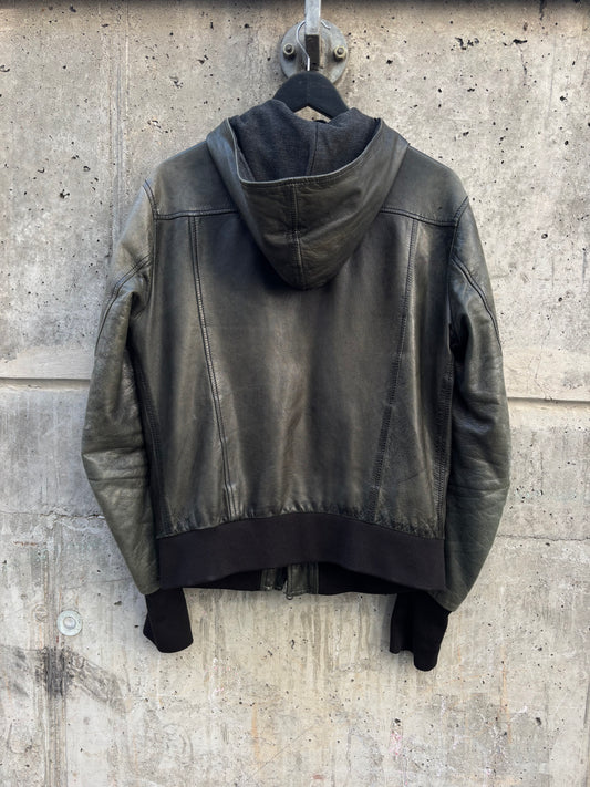 AW/2010 Mauro Grifoni Asymmetrical Hooded Leather Jacket (M)