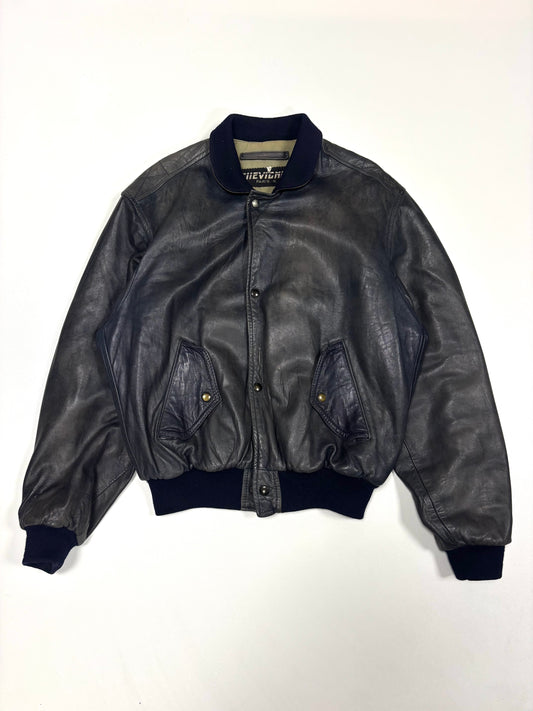 90'a Chevignon Faded Blue Bomber Leather Jacket (M)