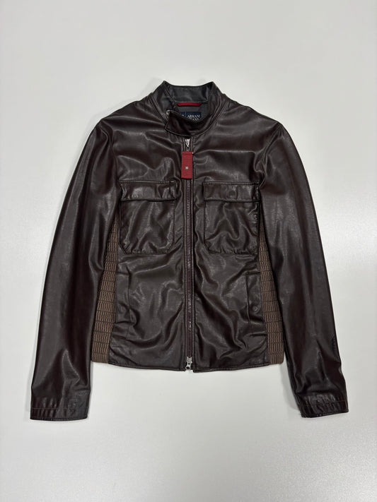 Armani Jeans Biker Leather Jacket (M)