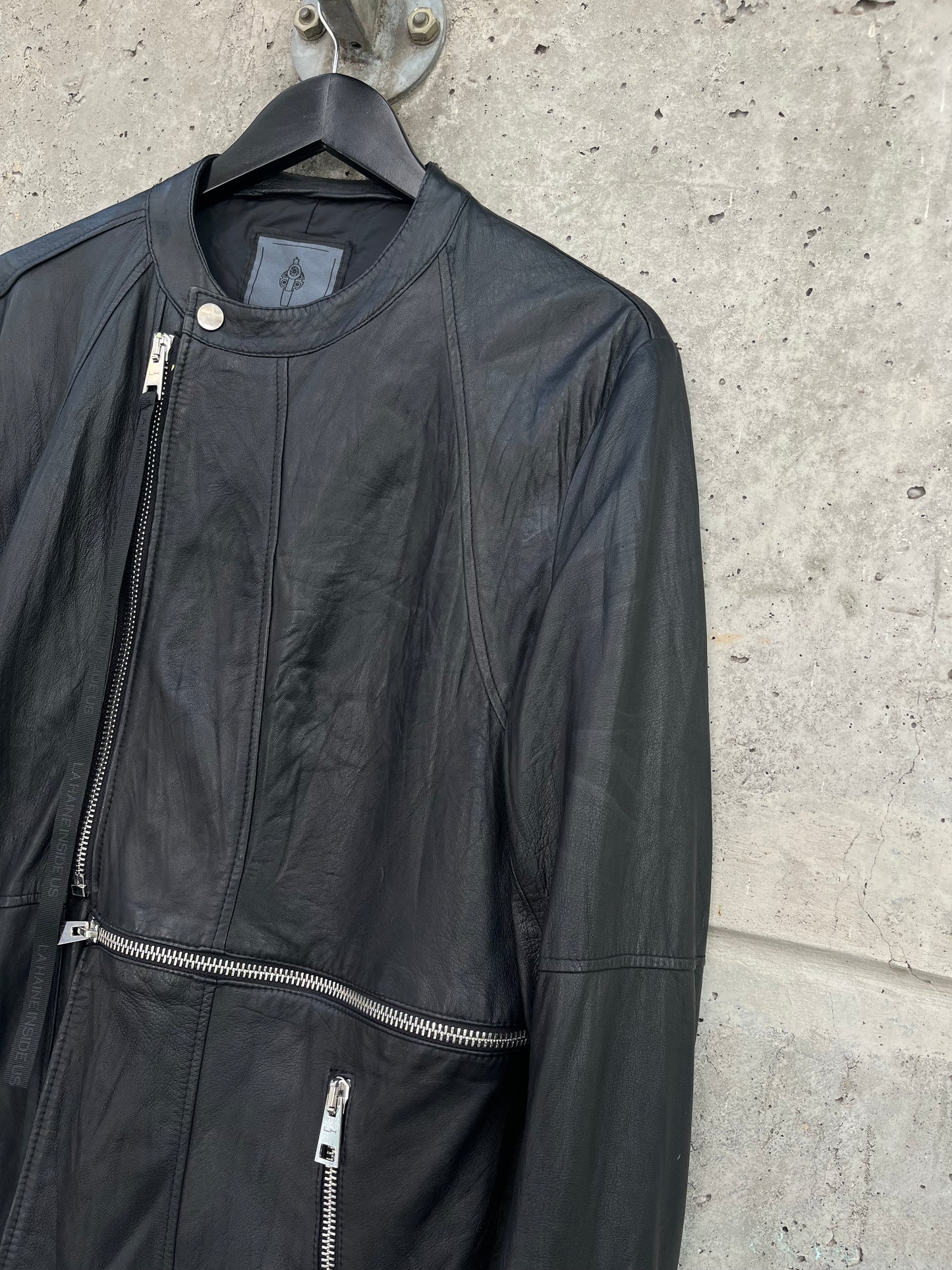 La Haine Inside Us Horizontal Zip Leather Jacket (L)