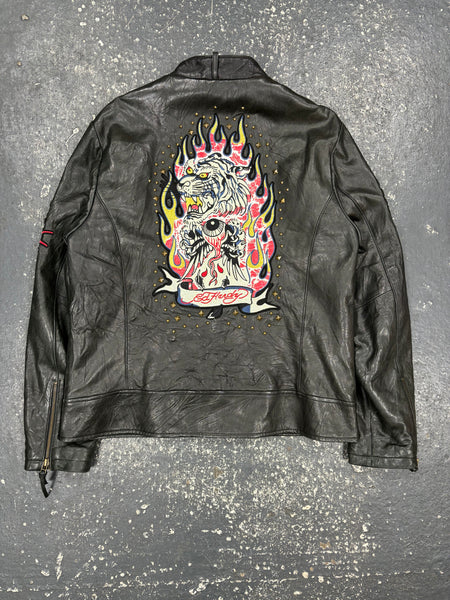 Ed Hardy/Avirex Leather Jacket (Large)