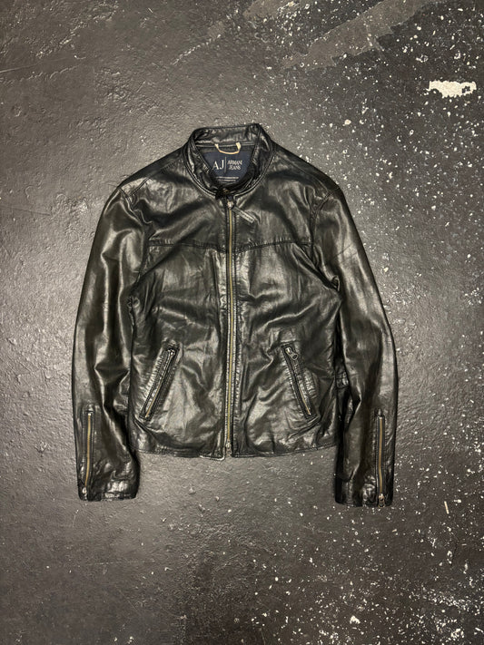 Armani Jeans Racer Leather Jacket (M)