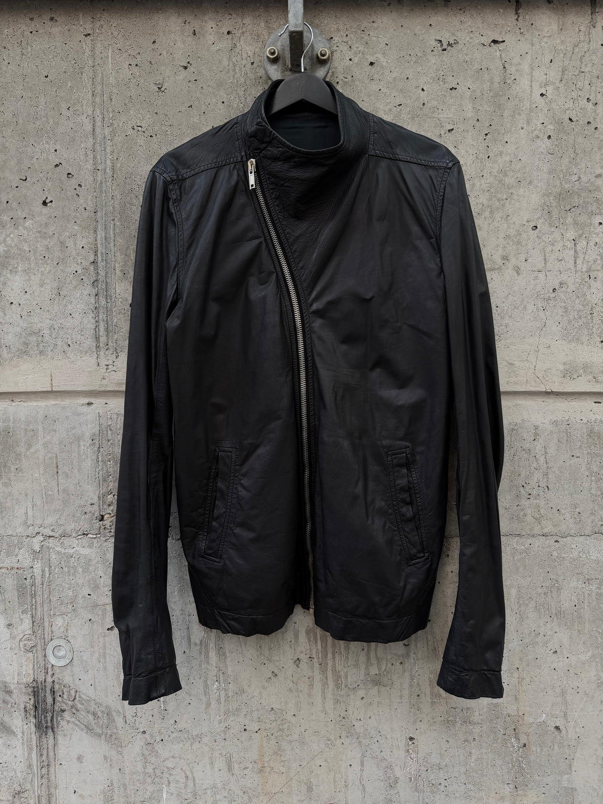 AW/11 Rick Owens Mollino Asymmetric Calfskin Leather Jacket (52)