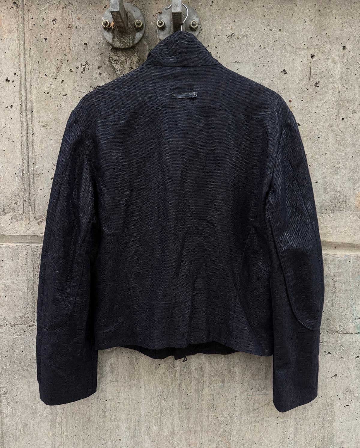 AW/08 Emporio Armani Jude Line Asymmetrical Metallic Textured Biker Jacket (50)