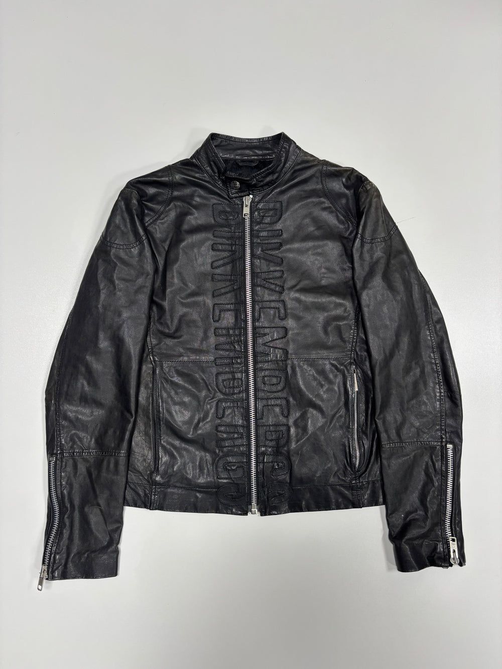 Bikkembergs Front Embroidery Leather Jacket (48)