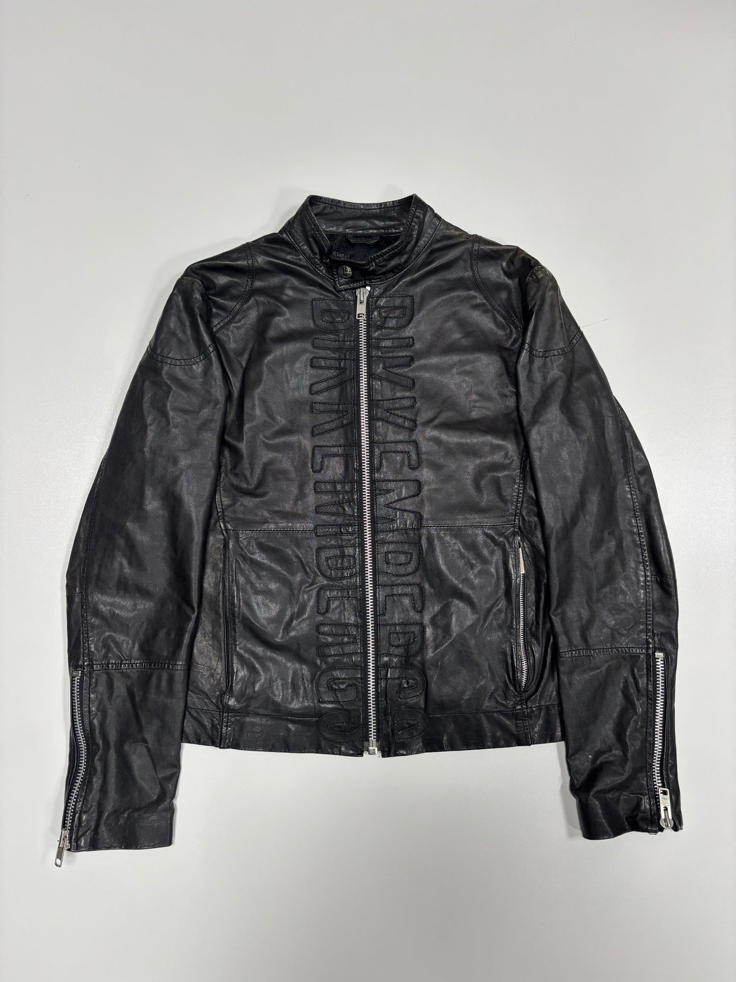 Bikkembergs Front Embroidery Leather Jacket (48)