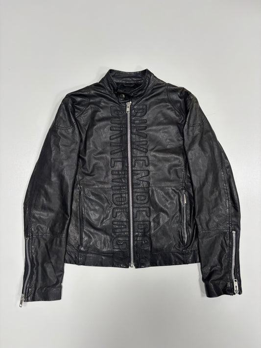 Bikkembergs Front Embroidery Leather Jacket (48)