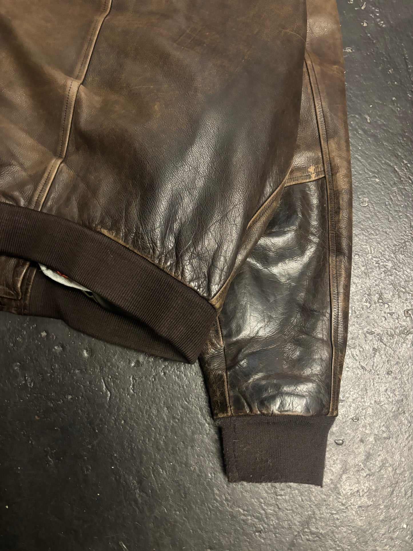 Redskins Brown Aviator Leather Jacket (XL)