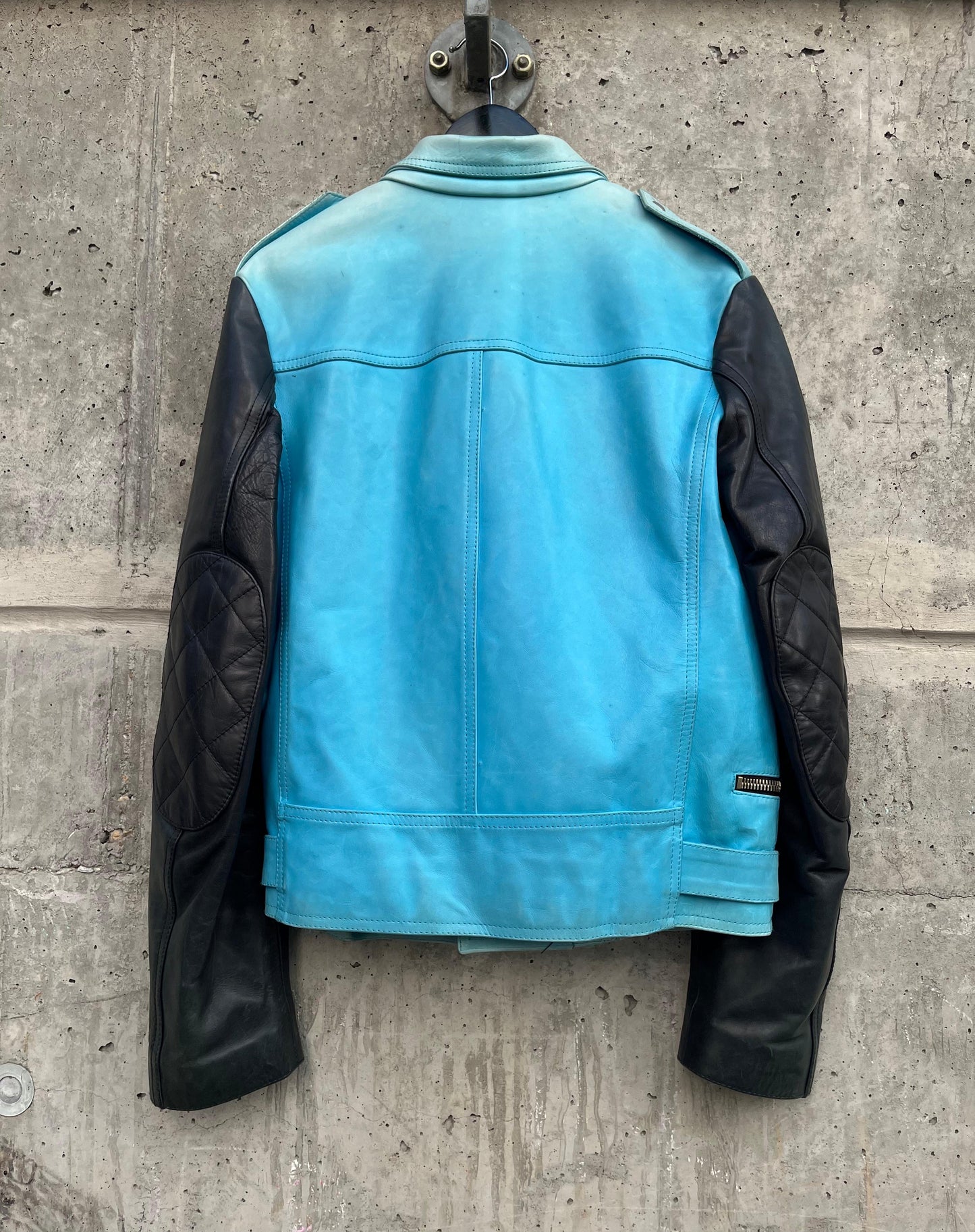 SS/06 Raf by Raf Simons Two Tonal Biker Leather Jacket (M)